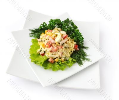 a salad of corn and Chinese cabbage