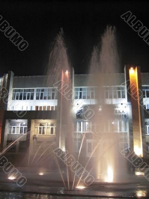 Fontain in center of Pyatigorsk in the evening