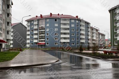 city street in the rain