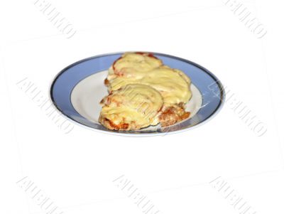 Fried meat a la french under cheese