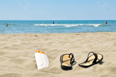 Slippers on beach