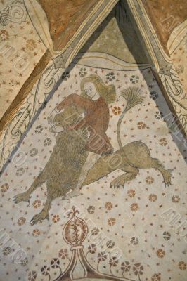Sason wrestling a lion