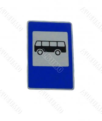 Warning sign about bus on the white background isolated