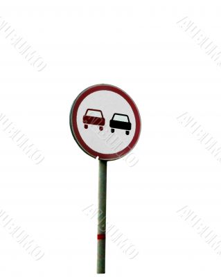Warning sign about two car on the white background isolated
