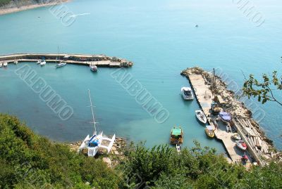 Yachts in marina on the sea shore