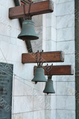 Bells by the entrance to the orthodox church 