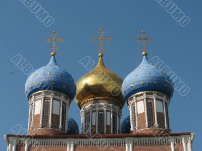 Domes of the Uspenskiy Cathedral of the Ryazan Kremlin