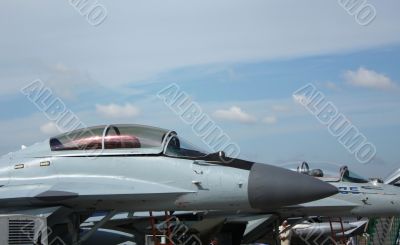 The nose of the military aircraft