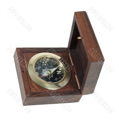 Compass In Wooden Box