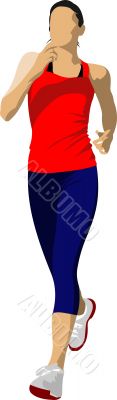 The running people. Vector illustration