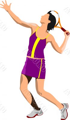 Tennis player. Colored Vector illustration for designers