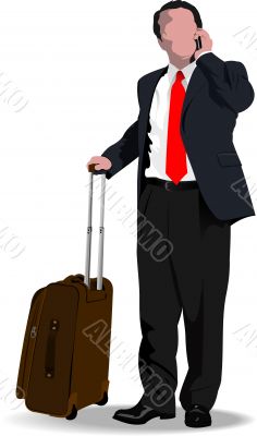 Business man with suitcase. Vector illustration