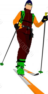 Ski runner colored silhouettes. Vector illustration