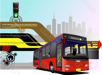 City bus on the road. Vector illustration