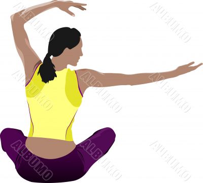 Woman practicing Yoga exercises. Vector Illustration of girl pos