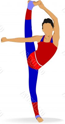 Woman practicing Yoga excercise. Vector Illustration of girl in 