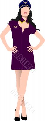 Air hostess isolated on white background. Stewardess. Vector ill