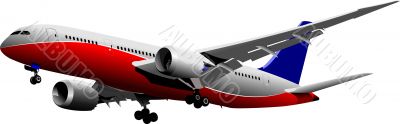 Passenger  Airplane on the air. Vector illustration