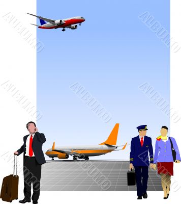 Airport scene . Vector illustration for designers