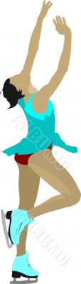 Figure skating colored silhouettes. Vector illustration