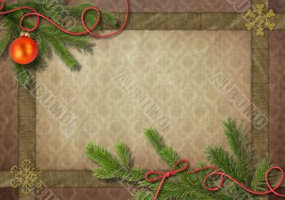 vintage Christmas tree and snowflake