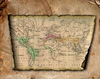 Ancient map of the world. 