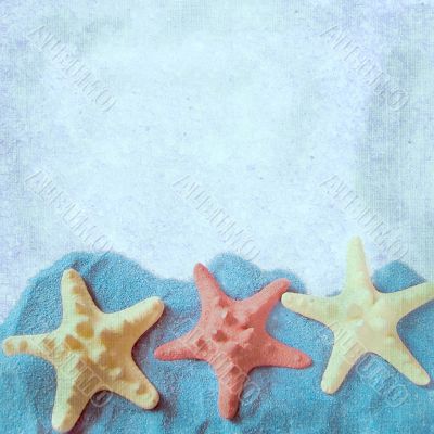 The square background with starfish 