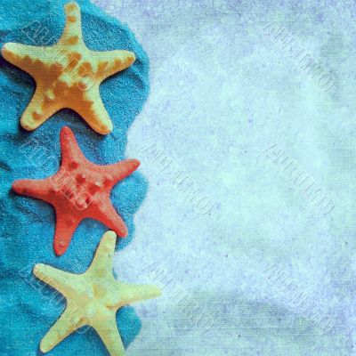 The square background with starfish