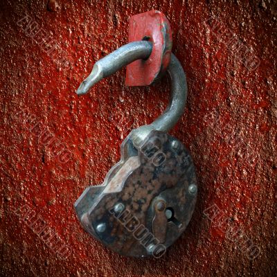old, rusty hinged lock