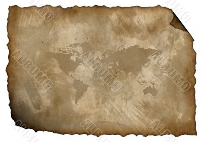 Isolated old paper with a map