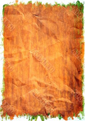 Orange paint on a crushed paper.