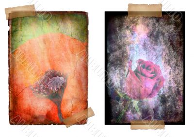 Grunge floral pages