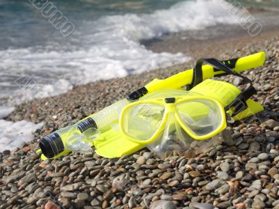 Mask, fins, and snorkel