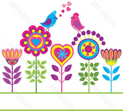 Decorative colorful funny flower background