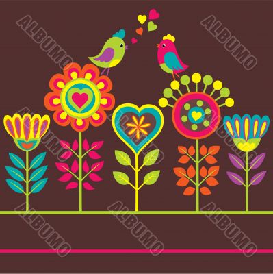 Decorative colorful funny flower composition
