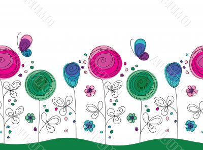 Artistic colorful seamless flower pattern