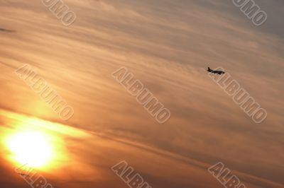 Sunset with airplane