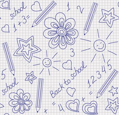 Back to school hand-drawn seamless pattern