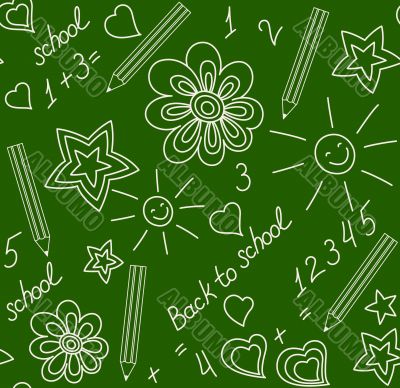 Back to school chalk-drawn seamless pattern