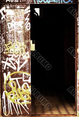 Scribbled door in Berlin Friedrichshain