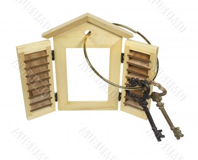 Antique Keys on Shuttered Window