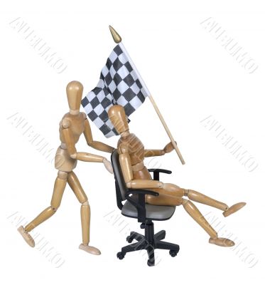 Checkered Flag on Office Chair Races