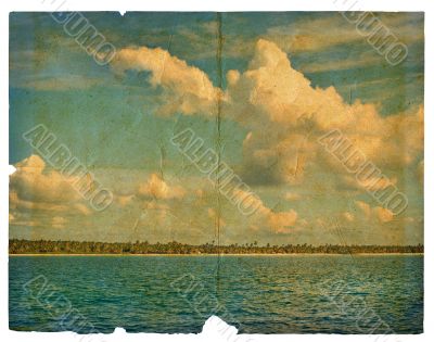 Landscape on old paper