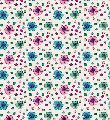 Funny colorful seamless pattern with flowers