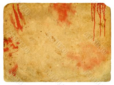 Old paper with blood spots. 