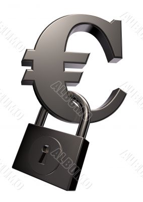 euro symbol and padlock