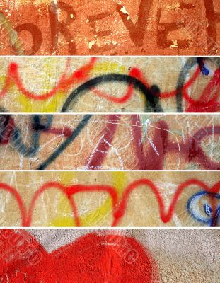 abstract grunge banners set. City walls