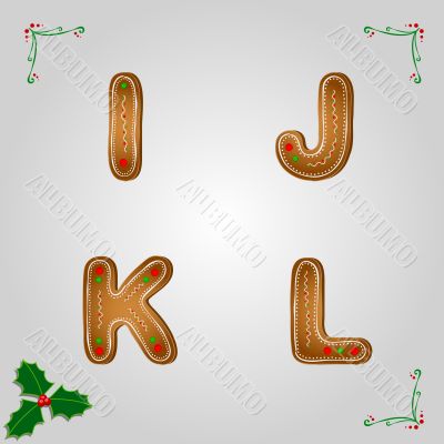Gingerbread font i to l