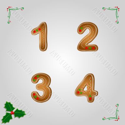 Gingerbread numbers 1 to 4