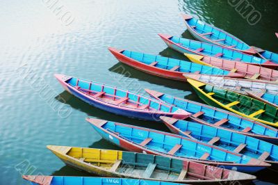 Colorful tour boats